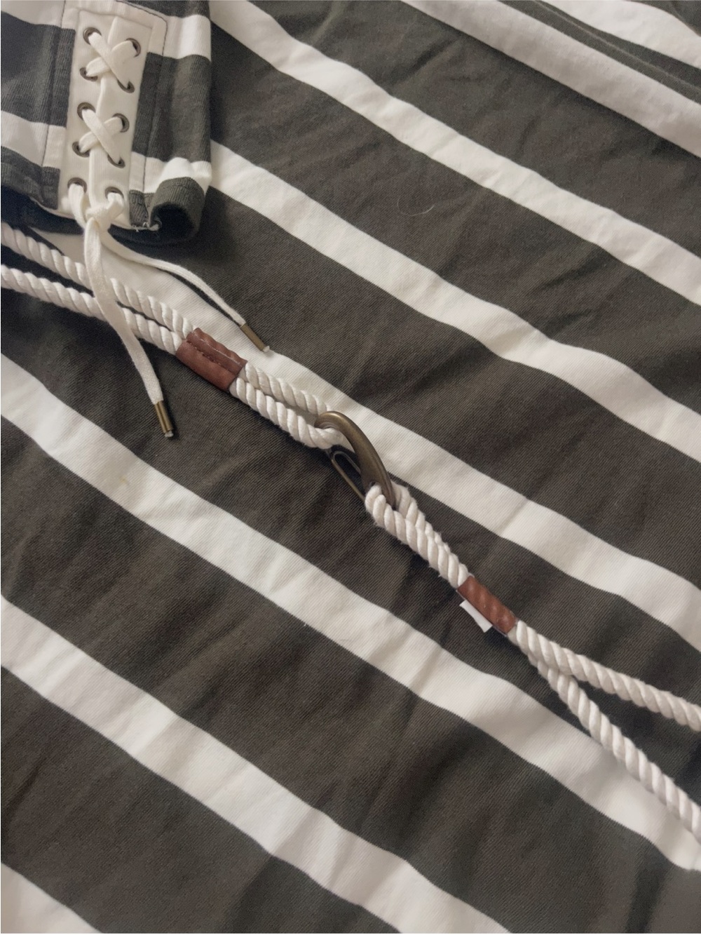 Ralph Lauren Olive Green and White Striped boar dress - Picture 6 of 7